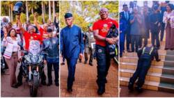 Finally, federal government recognises London to Lagos biker, hosted in Aso Rock by Vice President Osinbajo