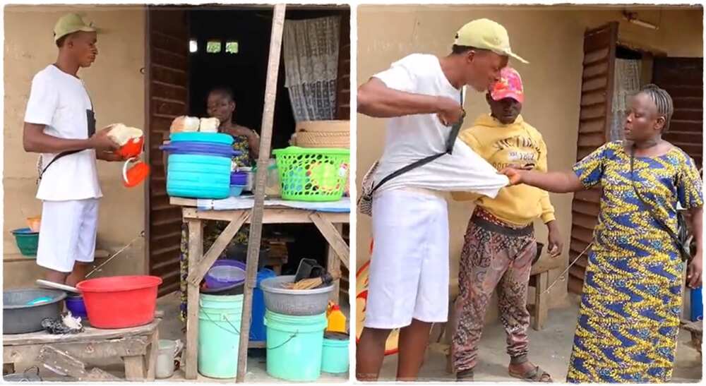 Photos of an NYSC member who pranked a food seller.