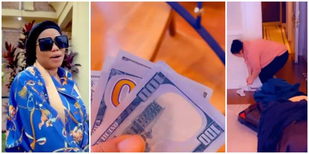 Fashion designer Toyin Lawani surprises housekeeper with 100 dollar bills