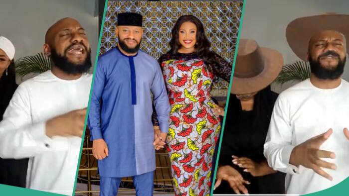 Judy Austin blows kisses as she and Yul Edochie use filter during their live ministry broadcast, video trends
