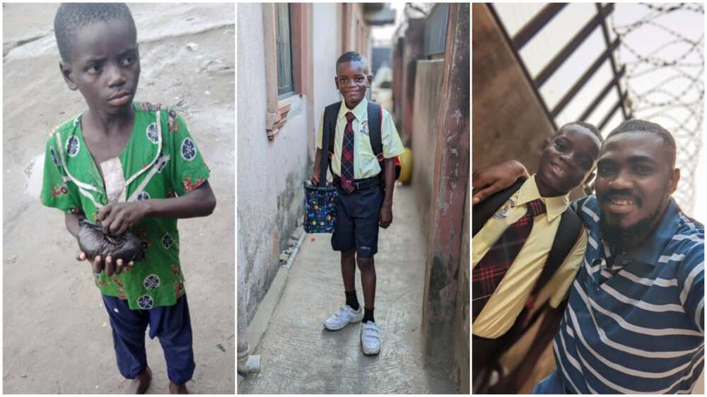 The boy is now in school. The boy is now in school.