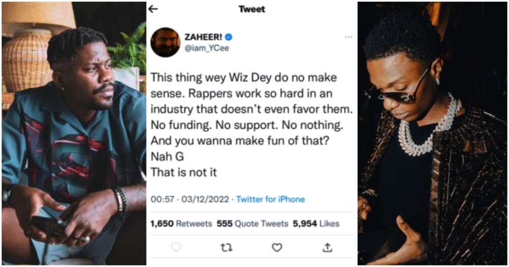 Rapper YCee blasts Wizkid for saying rap is dead.