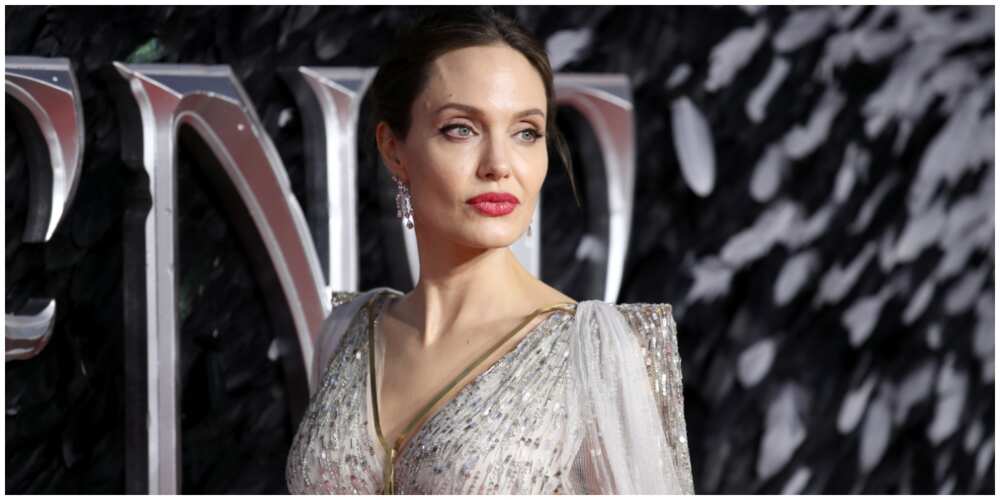 Photos of Angelina Jolie at a movie premiere.