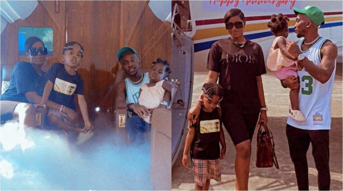 Super Eagles star shows off his beautiful family as he flies them on private jet for his mum's burial