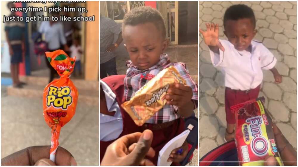 Uncle gift nephew daily to make himlove school. Photo Credit/TikTok/@joeyodame Uncle gift nephew daily to make himlove school. Photo Credit/TikTok/@joeyodame