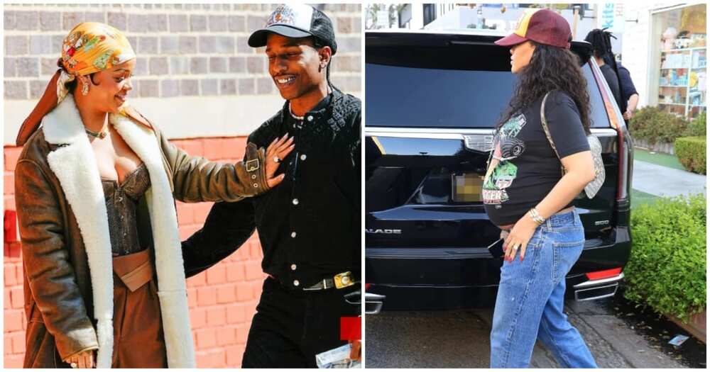 Rihanna spotted with Diamond piece on her ring finger. Rihanna spotted with Diamond piece on her ring finger.