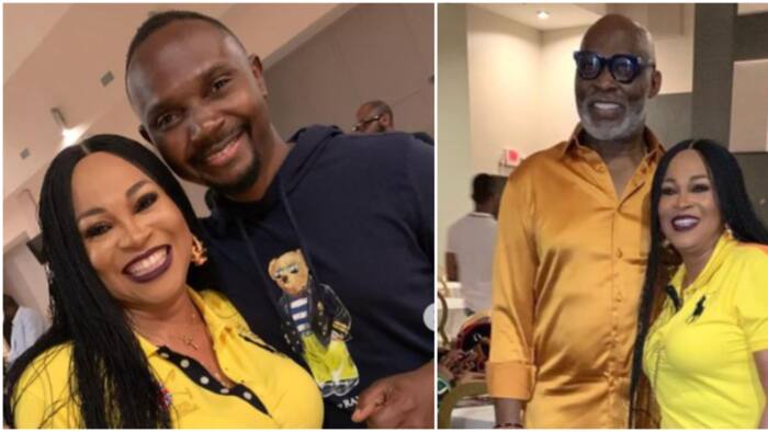Nollywood's Bukky Wright, RMD and Teju Babyface link up in US, fans say "they all look young"