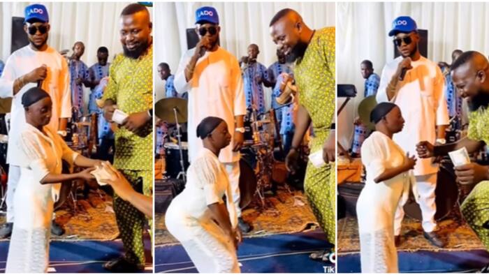 "Her dance dey confuse": Small-sized socialite Aunty Ramota steals show at event, tall men rain money on her
