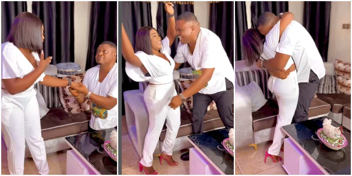 Nollywood actor Ken Erics proposes to Mr Ibu's daughter, Jasmine (video)