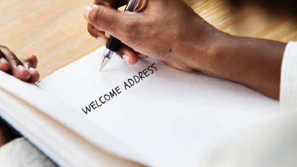Welcome address writing and free samples