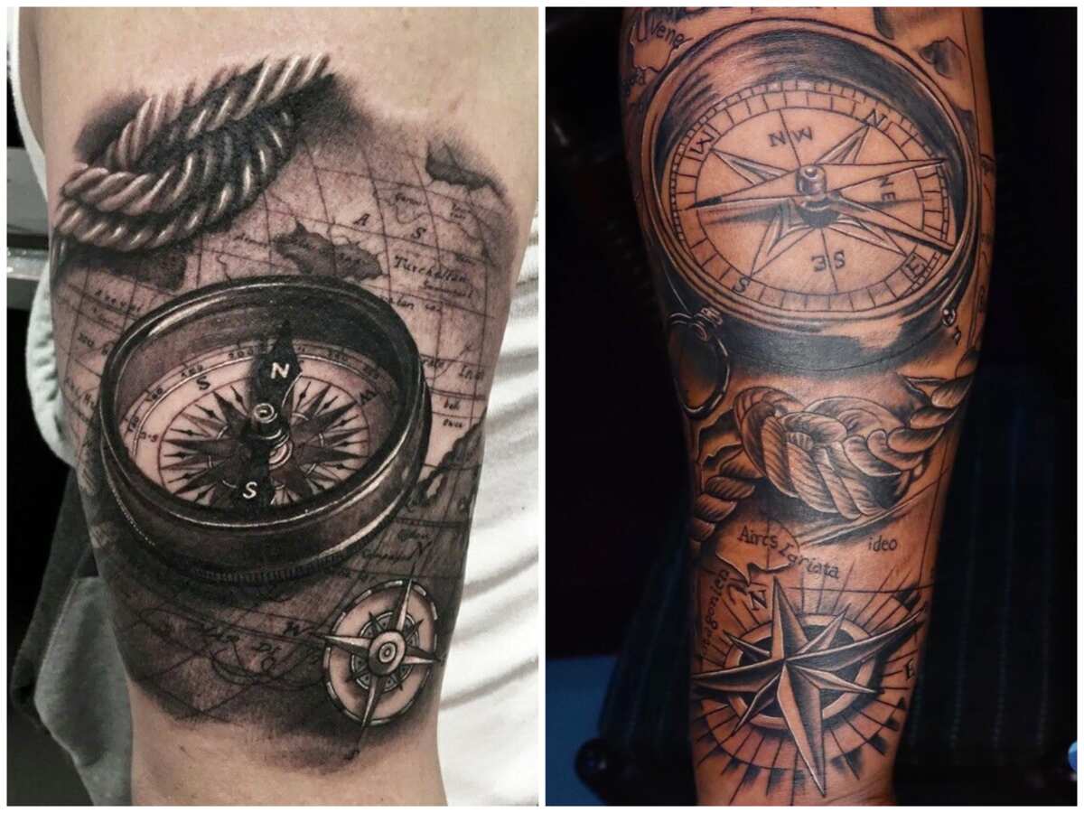 ALIVE Tattoos & Piercing - Tattoo Studio: ALIVE Tattoos & Piercing Tattoo  Genres: compass Inked By: Kishan Kanth Inked On: Sanoop S #vintagemap # tattoo #compass #vintagecompass #forearmtattoo #blackandgrey #map #3dtattoo  #tattoothrissur #tattookerala #