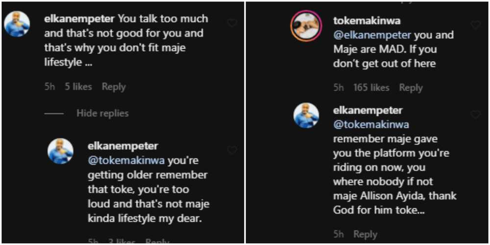 Toke Makinwa replies troll on her Instagram page