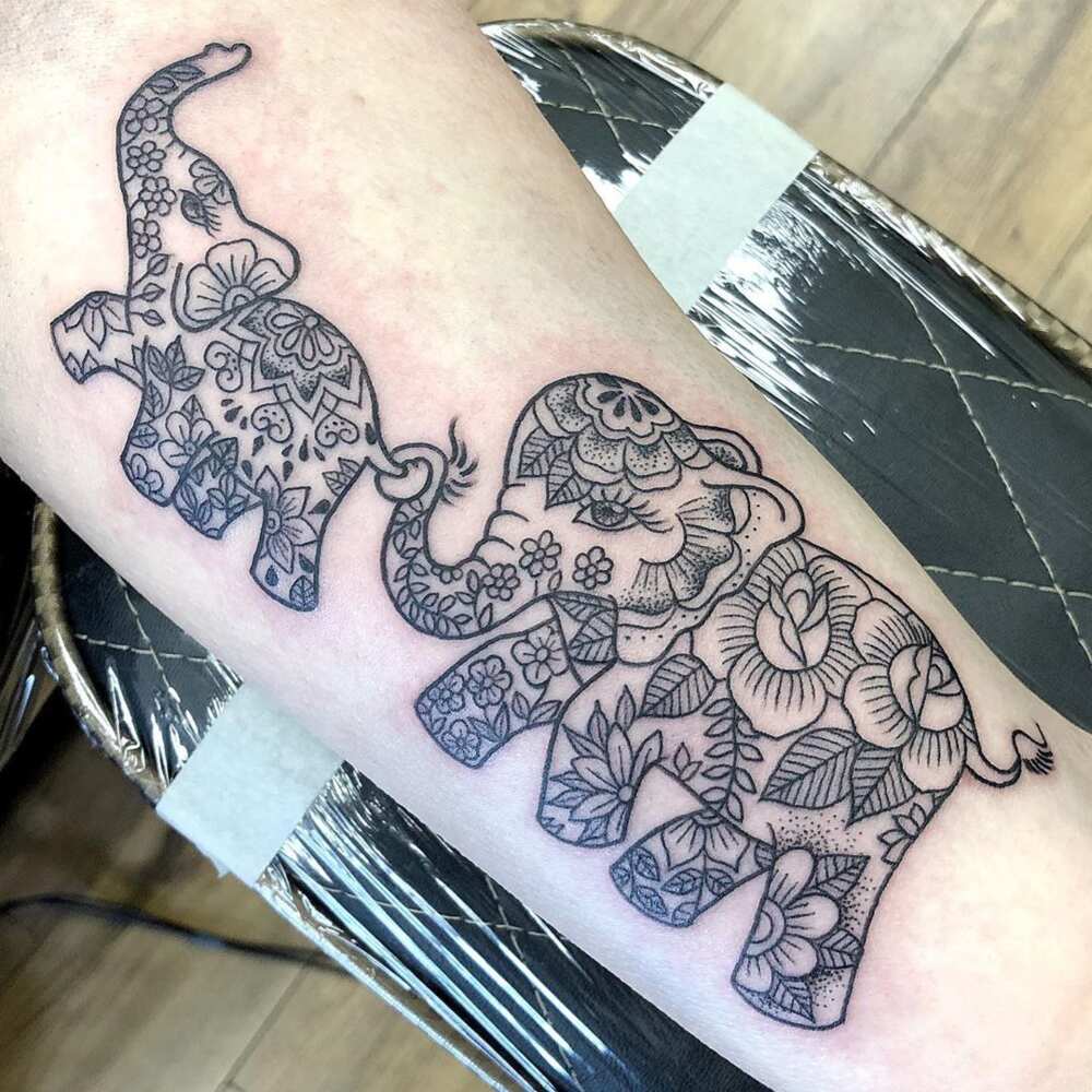 patterned elephant tattoo