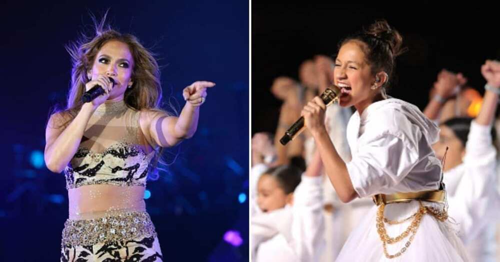 Singer Jennifer Lopez's daughter Emme Maribel Muñiz performs during the Pepsi Super Bowl LIV Halftime Show at Hard Rock Stadium on February 02, 2020 in Miami, Florida.