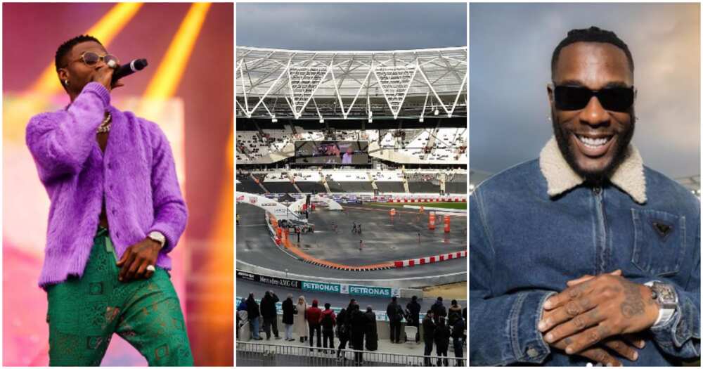 Photos of Wizkid, Burna boy and London stadium