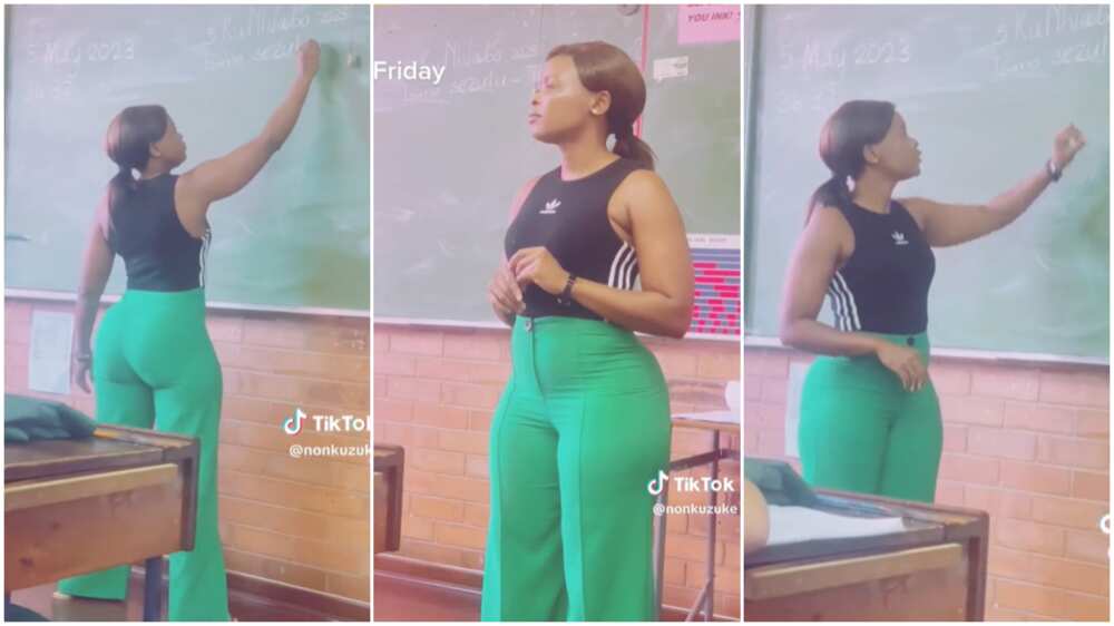 Beautiful teacher/curvy lady in class.