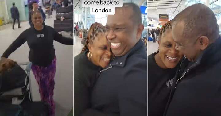 Nigerian man excited as wife arrives in London