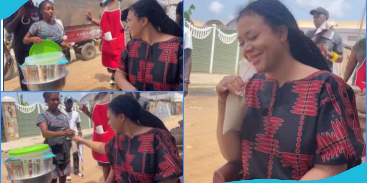 See what Nadia Buari bought on the roadside to taste for the first time in her life (video)