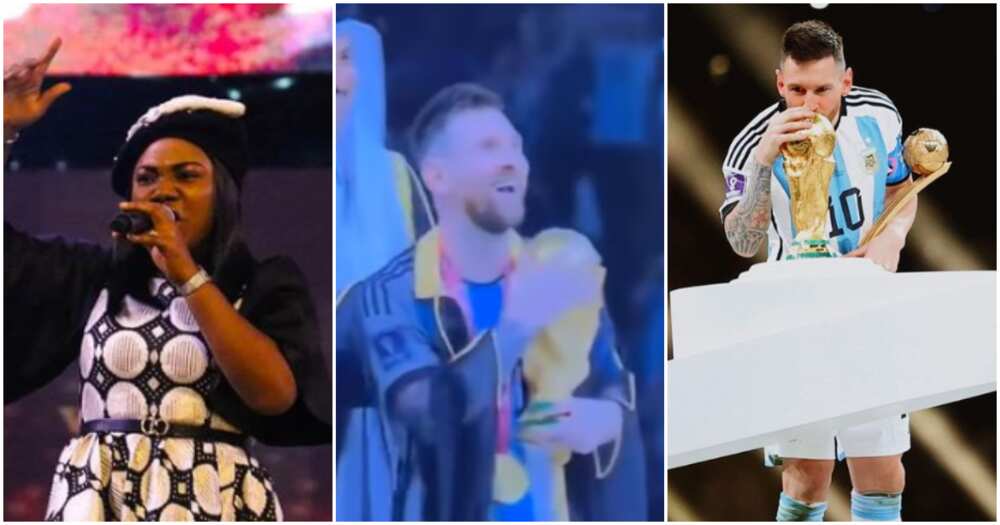 Photos of Mercy Chinwo and Lionel Messi Photos of Mercy Chinwo and Lionel Messi