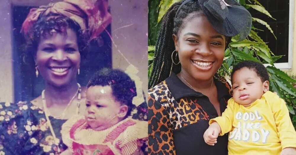 Lady recreates childhood photo with late mother