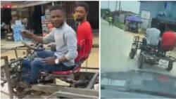 It has open roof: Two young Nigerians construct 'Lamborghini', drive around town in video, people react