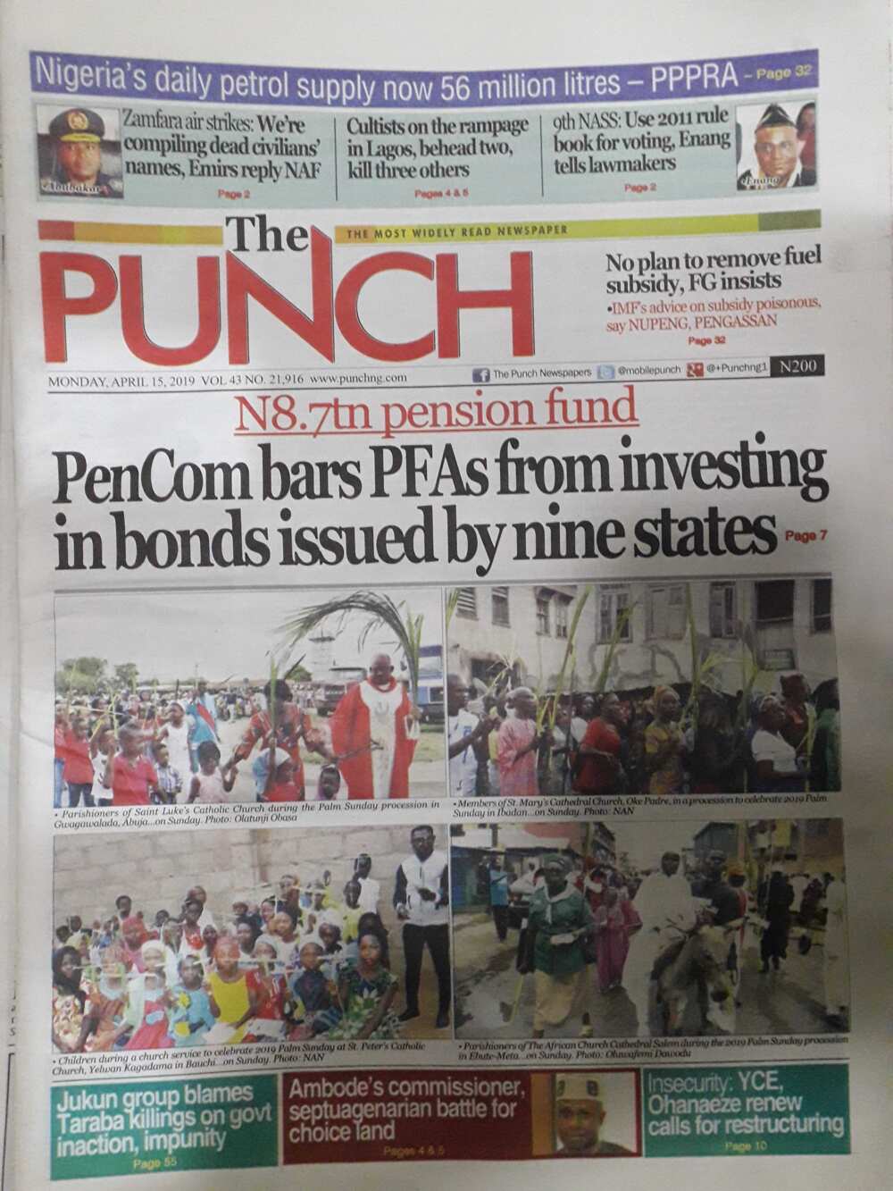 Nigerian newspaper review for April 15: APC clears Lawan, others to consult PDP colleagues