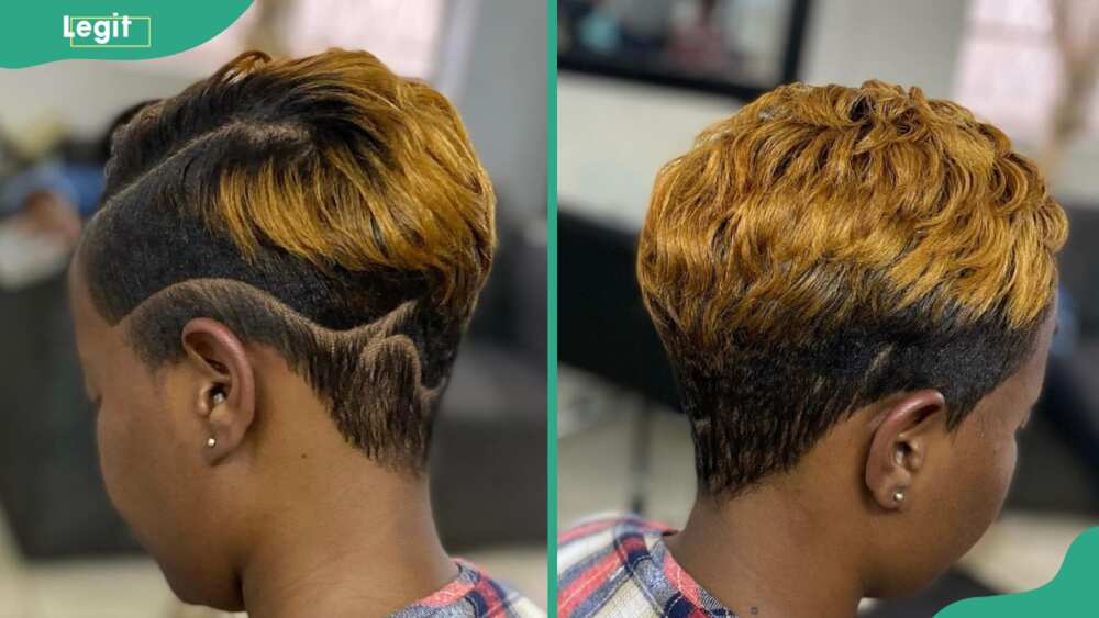 Stylish brown dyed pixie cut