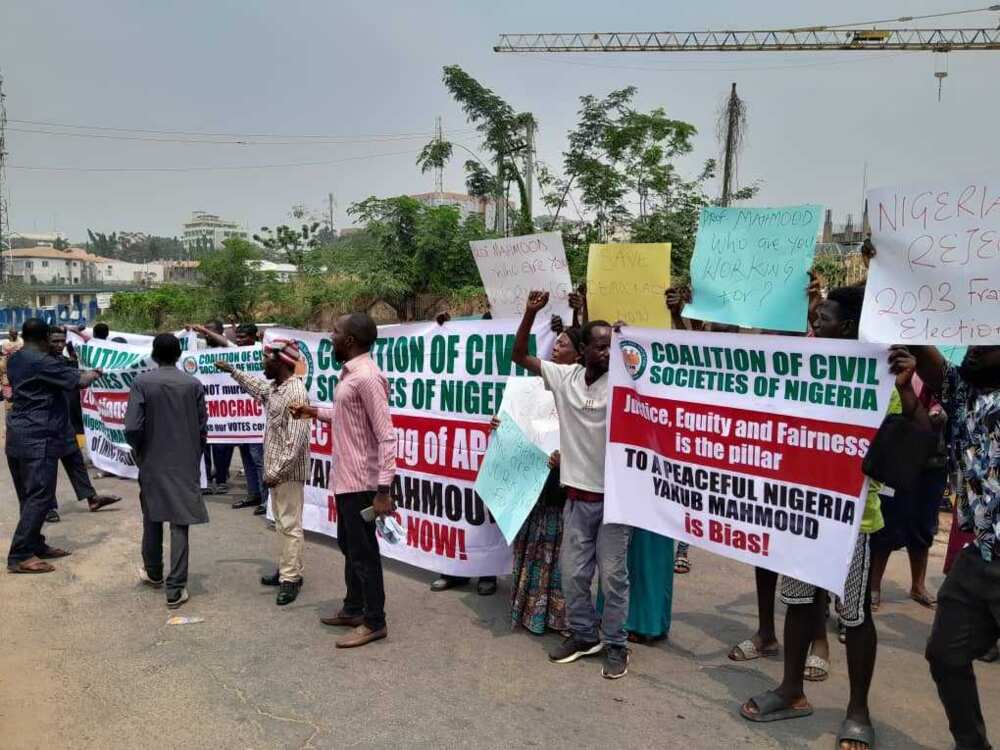 CSOs protest against Yakubu Mahmood CSOs protest against Yakubu Mahmood