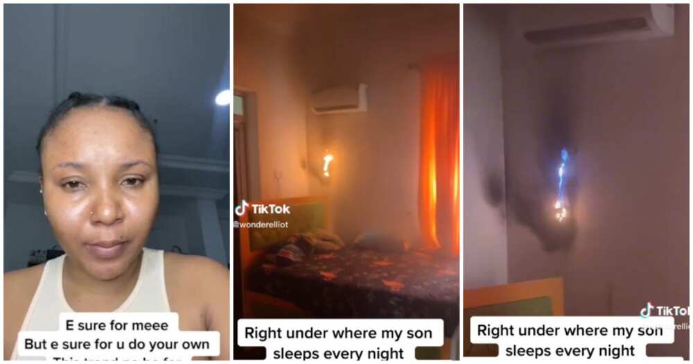 Nigerian woman, fire, wall, little son's room