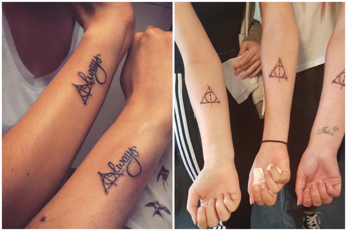 Tattoo   Nice work on these matching Harry Potter tattoos by  ZoeLorraineTattoos harrypotter harrypottertattoo harrypottertattoos  deathlyhallows harrypottermovie inkoftheday tattoo tattoos  tattoodotcom  Facebook