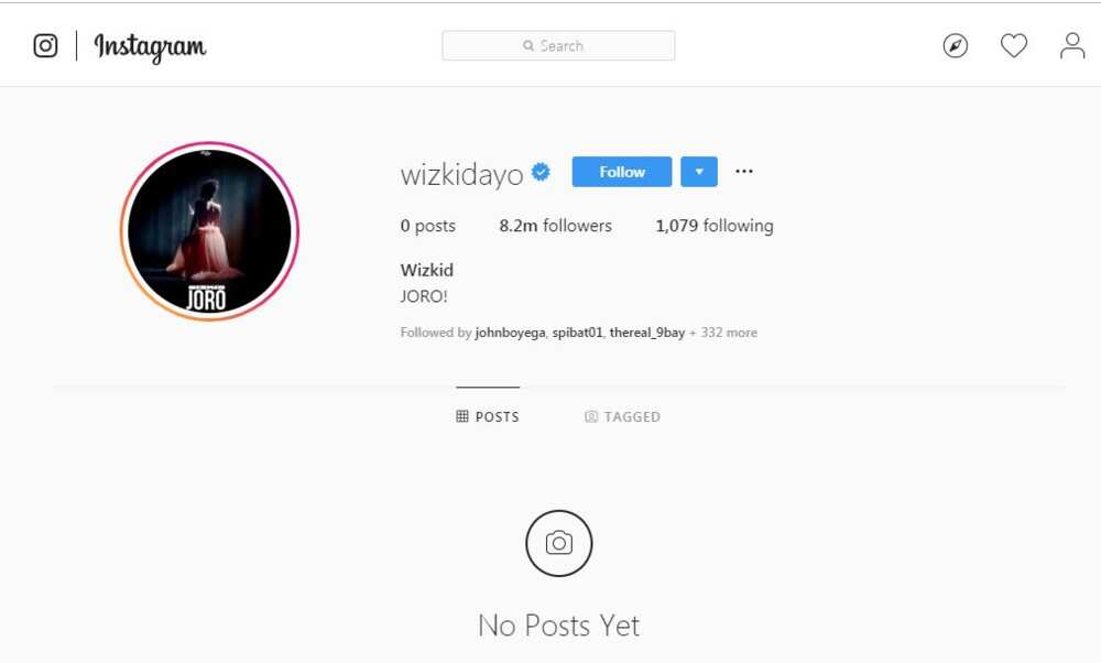 Wizkid raises questions as he deletes all his posts from Instagram page