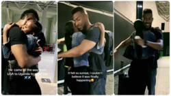 Young lady meets her man who came all the way from the US to see her for the first time in video