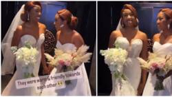 2 brides lodged in the same hotel bump into each other sporting near-identical looks