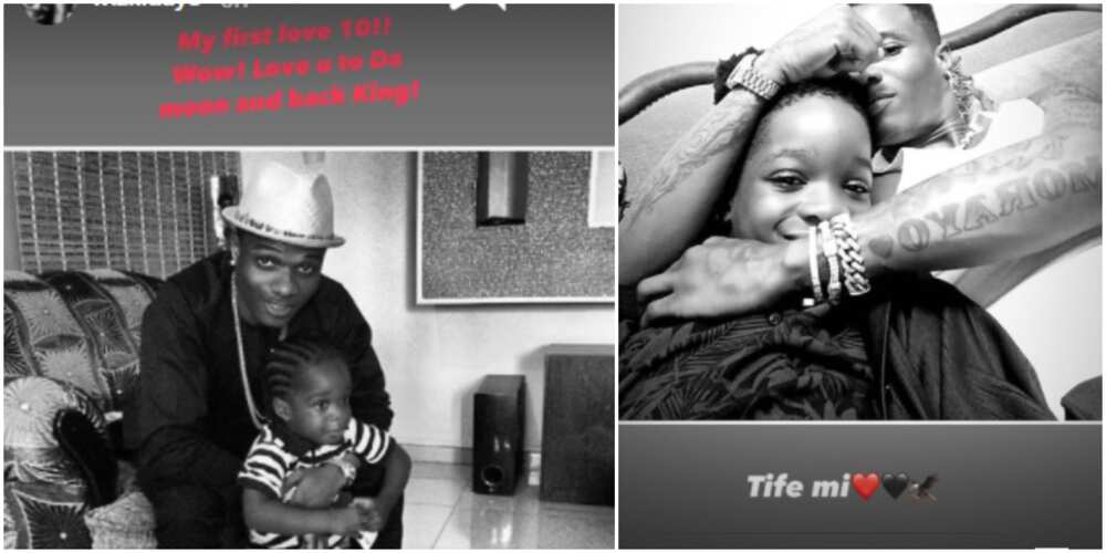 My first love at 10: Wizkid shares adorable throwback photos to celebrate 1st son Tife's birthday