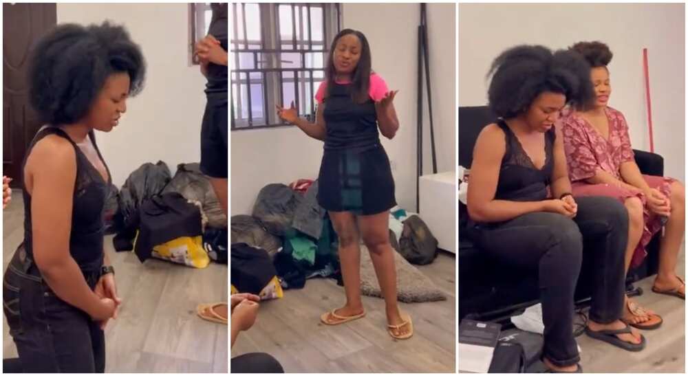 Photos of Idee Francis, a Nigerian lady praying over her new apartment in Abuja.