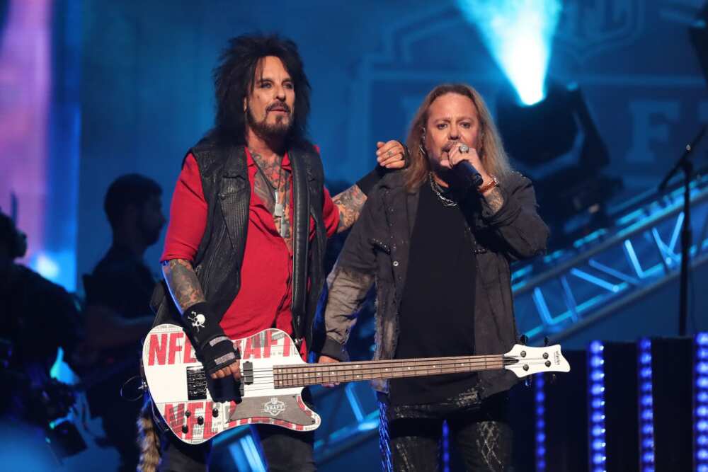 Vince Neil and Nikki Sixx of Motley Crue perform at Union Station