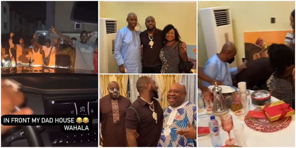 Crowd of fans storm entrance of Davido dad's house on Christmas Day