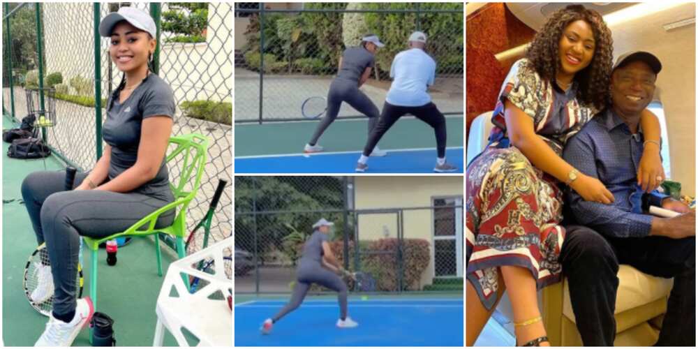 Regina Daniels plauys tennis