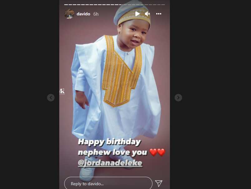 Davido's birthday message to BRed's son.