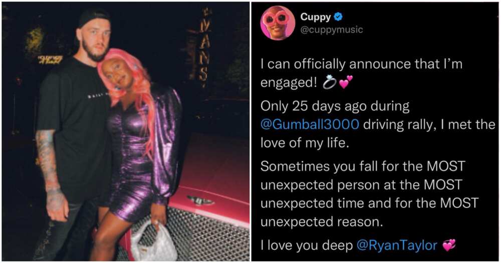 DJ Cuppy announces engagement to Ryan Taylor.