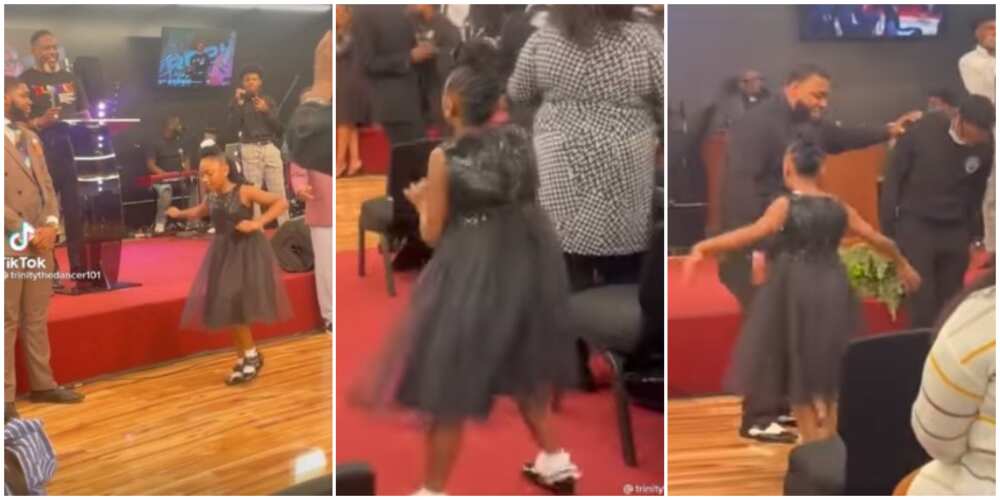 She's good: Little girl steals show in church with smooth legwork that left pastor and members wowed, video goes viral