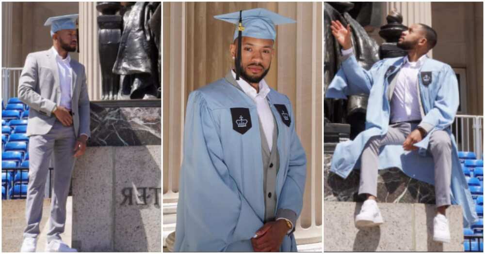 Man graduates from Columbia University.