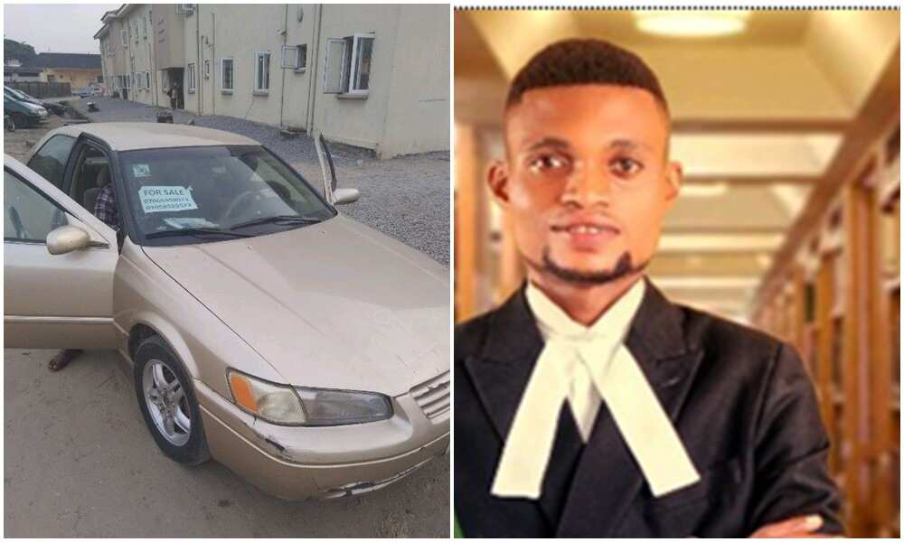 Nigerian man Amos Isaac just bought his first car, a Toyota Corrolla 2000 edition.