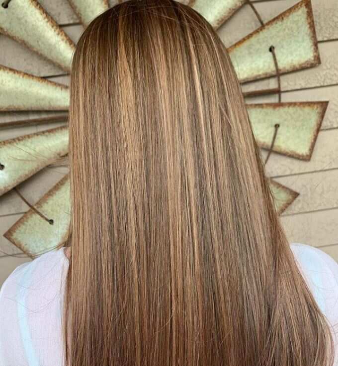 Light brown hair outlet with blonde highlights straight