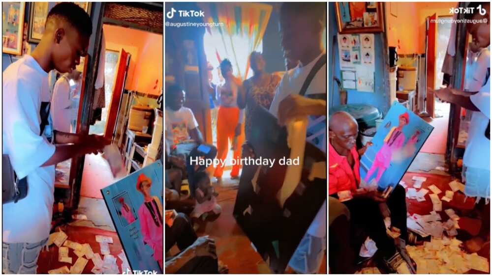 Birthday celebration/a young man made his dad feel special.