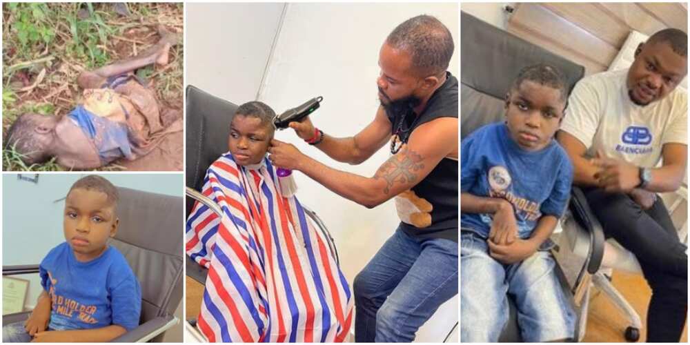 Reactions as Nigerian man rescues boy thrown into forest, shares photos of his new look