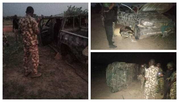 A damaged vehicle belonging to Nigerian Army