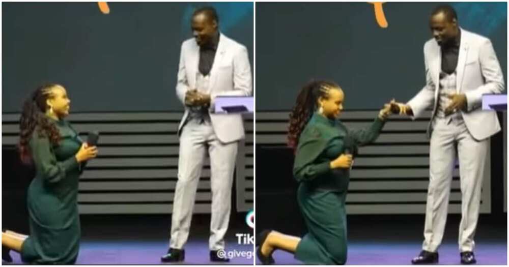 Woman knees before husband Woman knees before husband