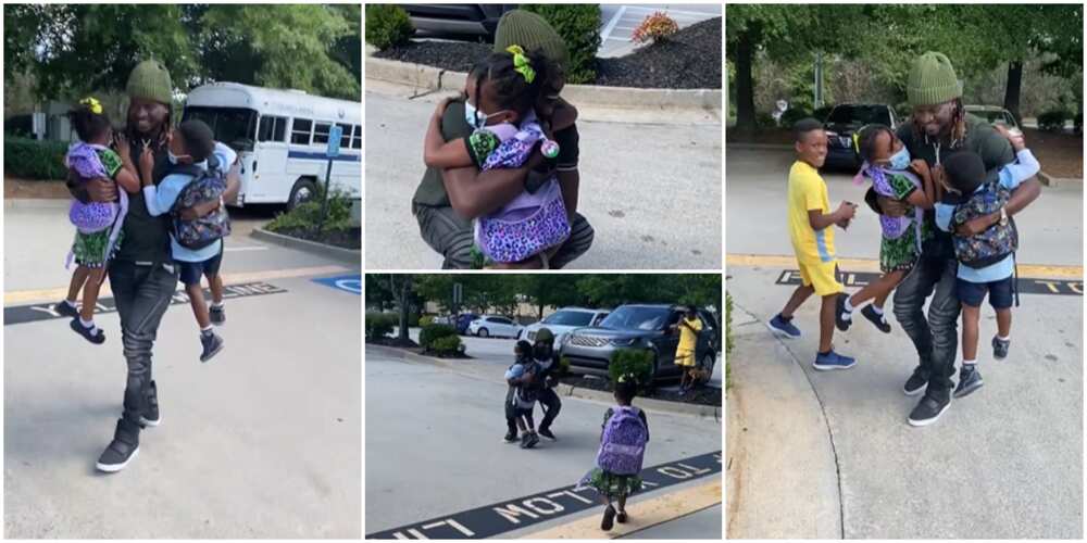 Paul Okoye's reunites with kids in US.