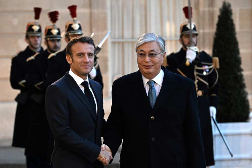 Macron on Tuesday hosted Kazakh President Kassym-Jomart Tokayev at the Elysee Palace